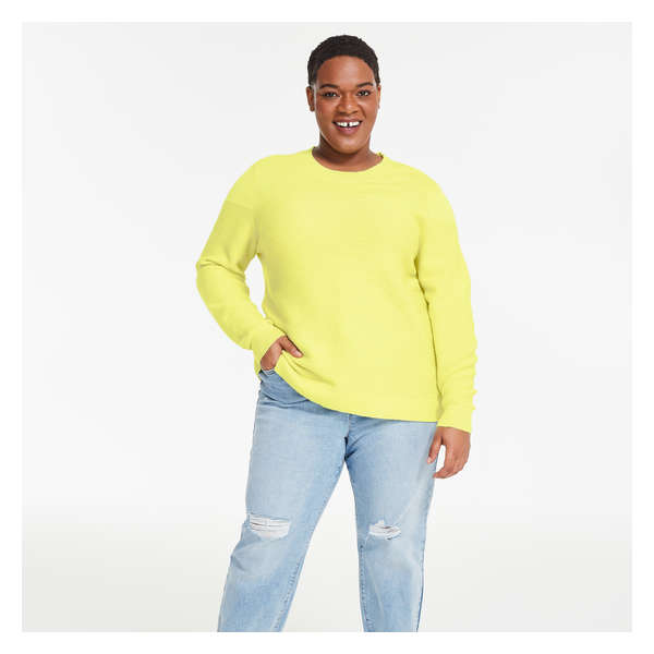 Women+ Crew Neck Sweater - Light Lime Green